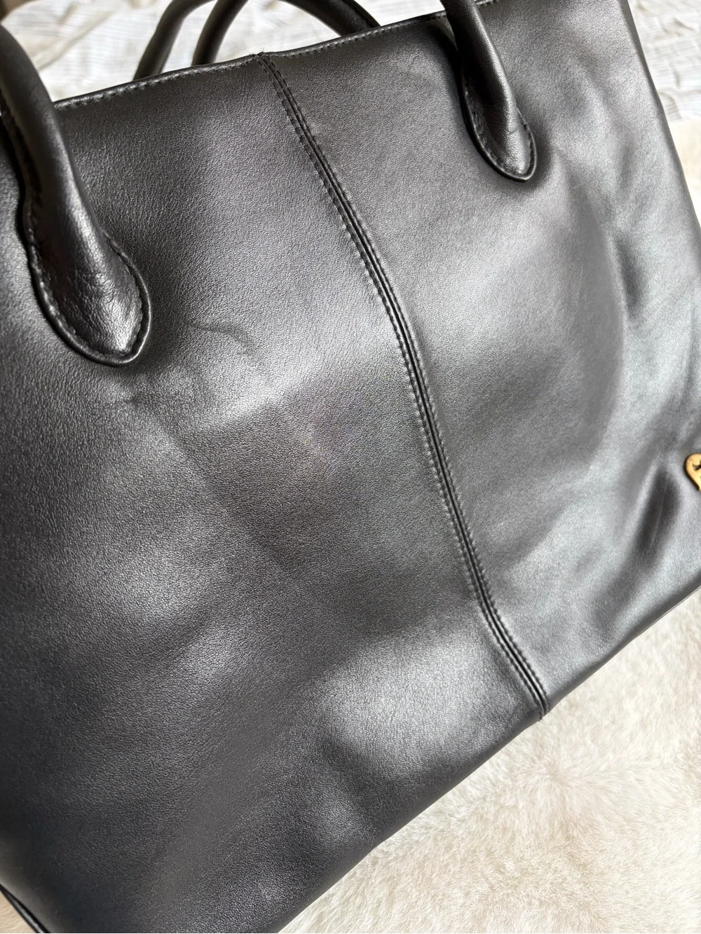 Etienne Aigner Black Soft Leather Tote Bag